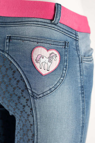 Horze Poppy Kids Denim Silicone Full Seat Breeches
